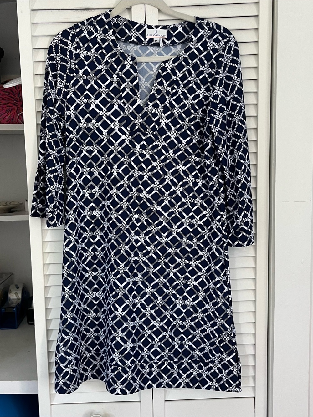 Jude Connally  Dress Navy and White Sz Medium